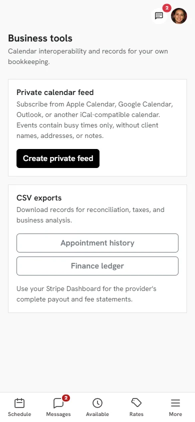 BodyworksBureau — Wellness & personal services software interface