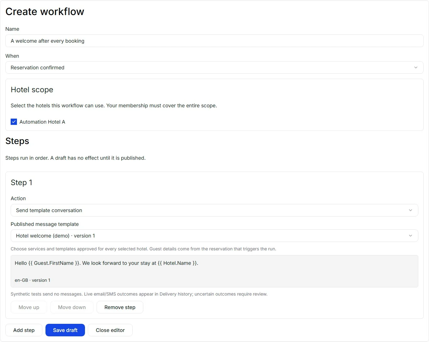 Guestivity: communication workflow interface