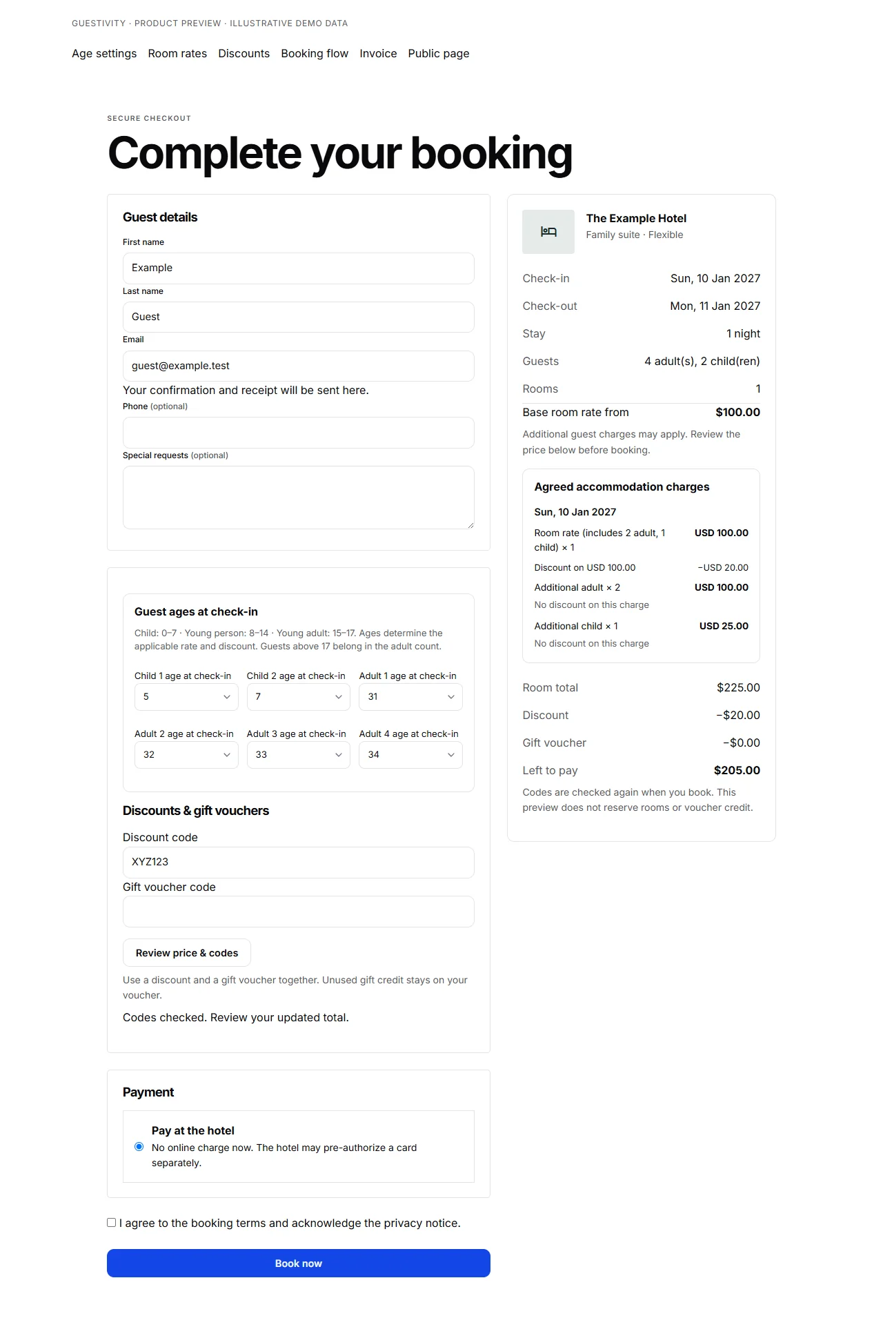 Guestivity: occupant booking interface