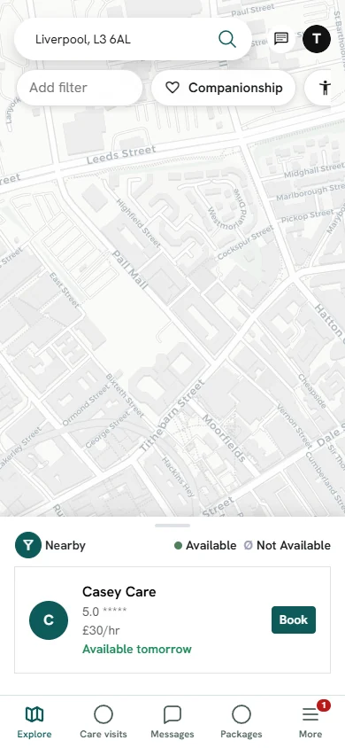 The Care Exchange: discovery interface